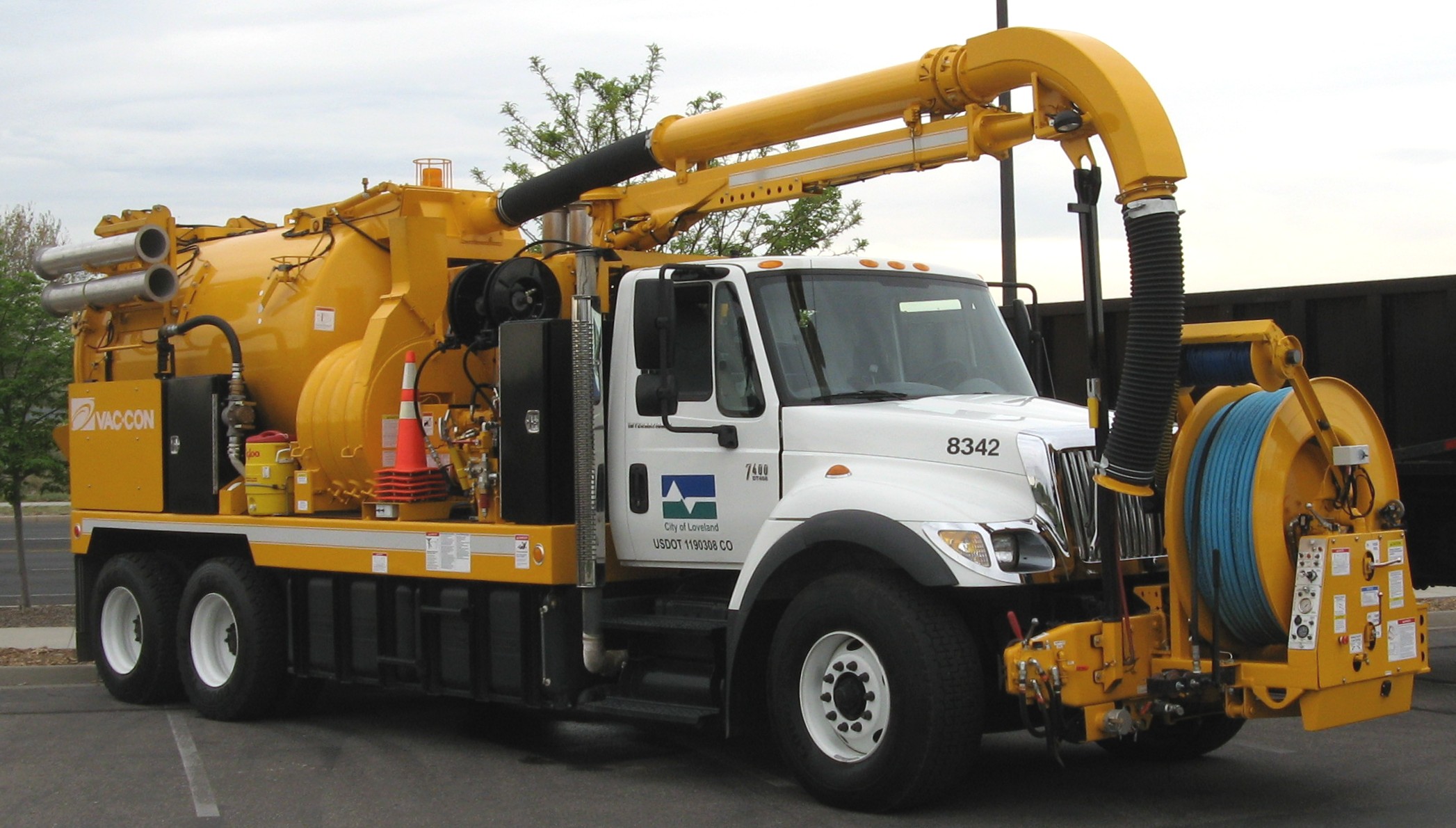 Professional sewer vacuum truck ready for dispatch